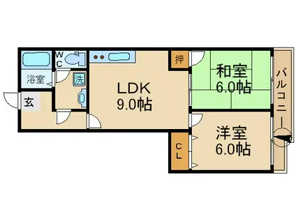 エルトレスB棟(2LDK/1階)の間取り写真
