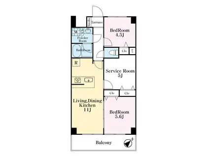 ルックハイツ金町(3LDK/2階)の間取り写真