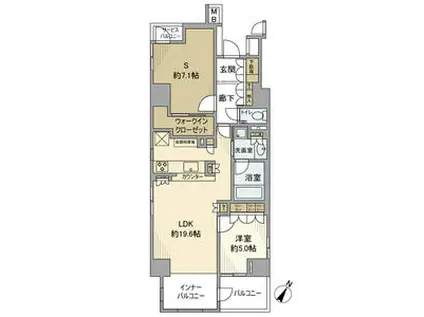 ウィルローズ月島テラス(1SLDK/3階)の間取り写真