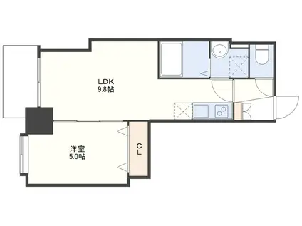 リューズ五島町(1LDK/8階)の間取り写真