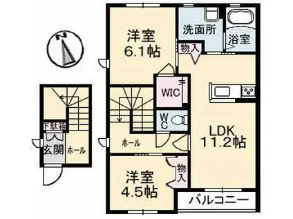 シャーメゾン ウィステリア A棟(2LDK/2階)の間取り写真