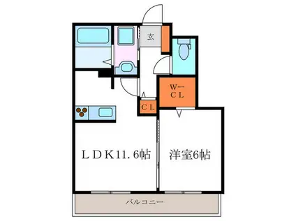 アドミラブール A棟(1LDK/1階)の間取り写真