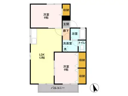 セジュール8タナカB(2LDK/2階)の間取り写真