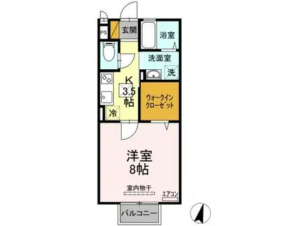 ベルフォーレ(1K/1階)の間取り写真