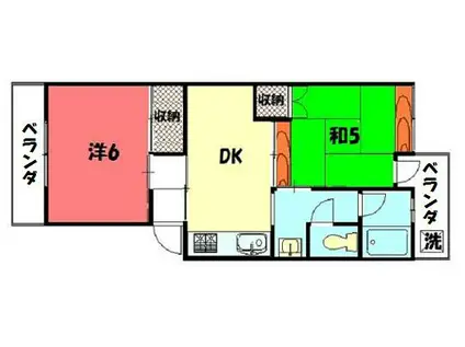 アビタ北白川(2DK/5階)の間取り写真