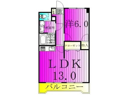 FKマンション(1LDK/5階)の間取り写真