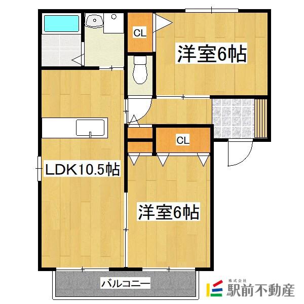 シャーメゾン来春(2LDK/2階)の間取り写真