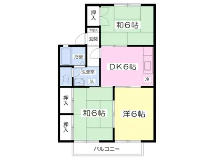 ビレッヂヒルズ(3DK/2階)の間取り写真