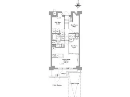 コンフォリア・リヴ八坂富士見(3LDK/1階)の間取り写真