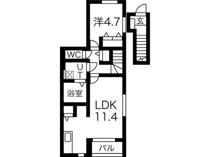 ランシェIII(1LDK/2階)の間取り写真