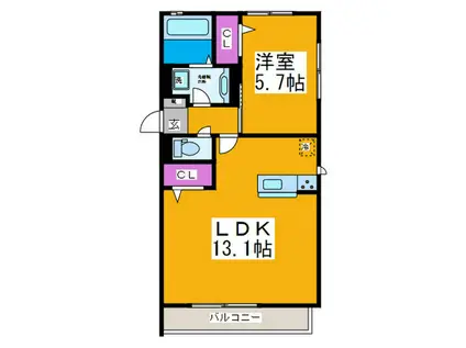 インペリアル ガーデンB棟(1LDK/3階)の間取り写真