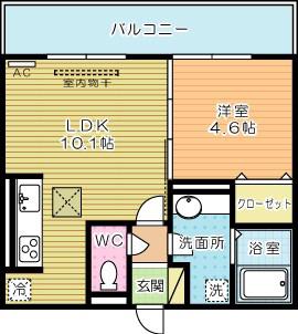 GRAND SOLEIL小倉北(1LDK/1階)の間取り写真