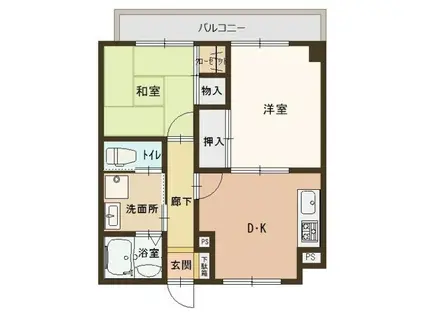 カワキタプラザ(2DK/2階)の間取り写真