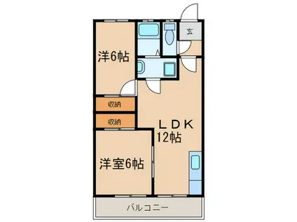 シバタハイツIII(2LDK/1階)の間取り写真