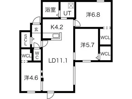 LIVEASE YAMANOTE(3LDK/4階)の間取り写真