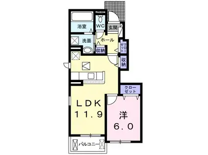 フリーデII(1LDK/1階)の間取り写真