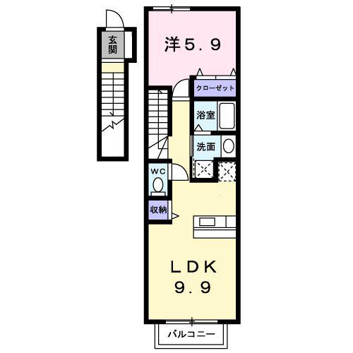 エルフィン(1LDK/2階)の間取り写真