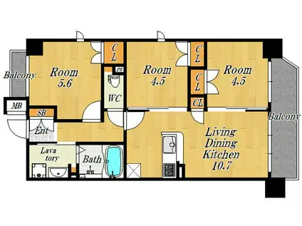 大拓ハイツ22(2SLDK/2階)の間取り写真