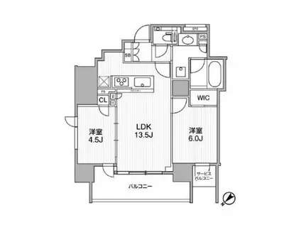 ディームス渋谷本町(2LDK/3階)の間取り写真