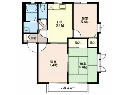 ラフィーネ逢瀬(3DK/2階)の間取り写真