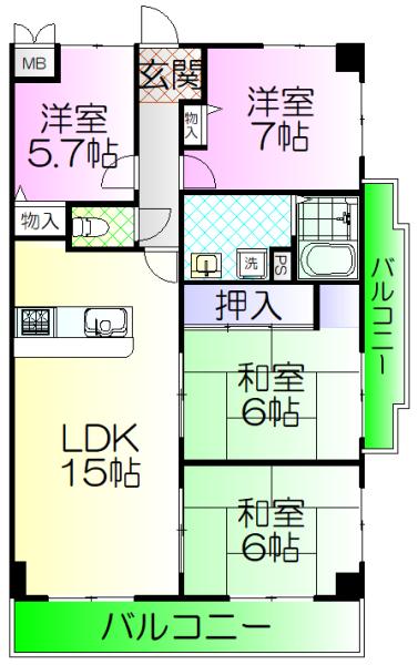 エクセレントハイムすわの森(4LDK/3階)の間取り写真