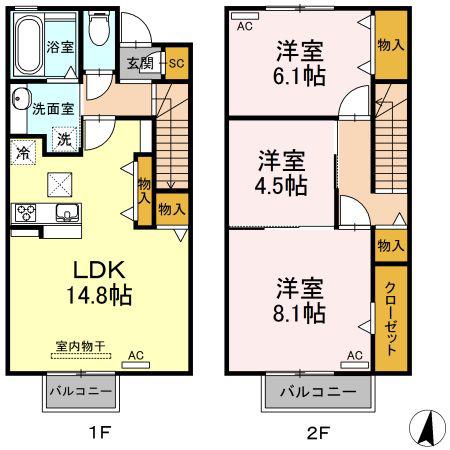 デジール・T II(3LDK/1階)の間取り写真