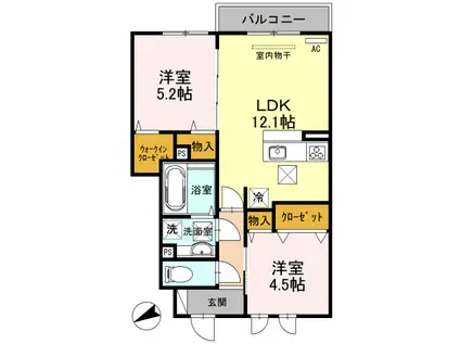 PRECIO野里(2LDK/1階)の間取り写真