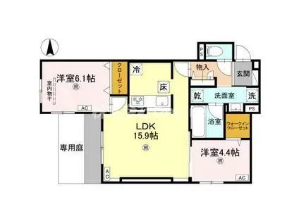 CLASHIST加美東(2LDK/1階)の間取り写真