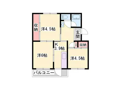 ビレッジハウス志染(3K/2階)の間取り写真