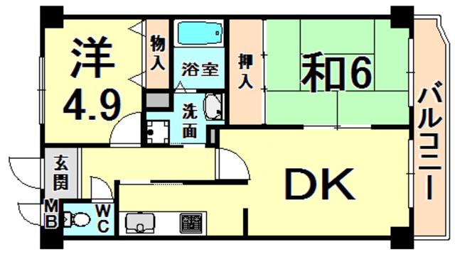 グレンツェンオクムラ(2DK/3階)の間取り写真