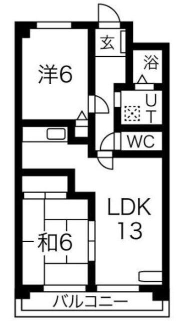 地下鉄鶴舞線 植田駅(名古屋市営) 徒歩30分 6階建 築32年(2LDK/3階)の間取り写真