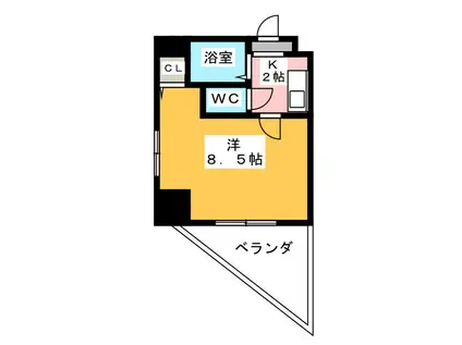 ソシエール高宮(1K/2階)の間取り写真