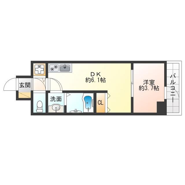 リヴェント福島野田(1DK/11階)の間取り写真