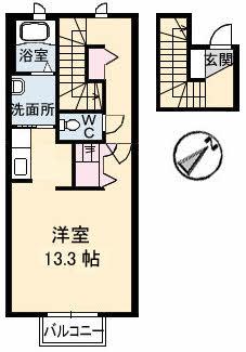 シャーメゾン 乃木駅(ワンルーム/2階)の間取り写真