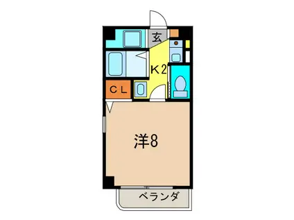 ヴィクトワール(1K/6階)の間取り写真