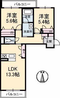 BEREO蔵本元町(2LDK/3階)の間取り写真
