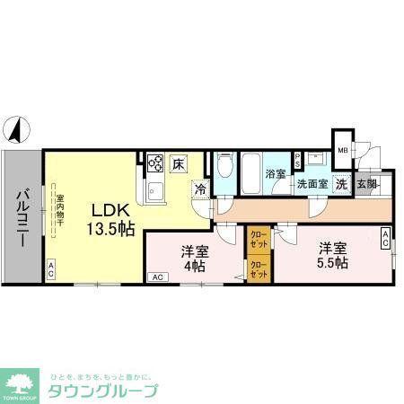 GRACE ATAGO(2LDK/2階)の間取り写真