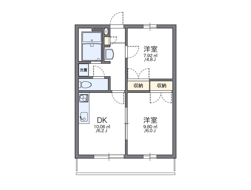 レオパレス石塚(2DK/2階)の間取り写真