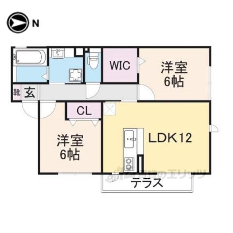 グランシエル(2LDK/1階)の間取り写真