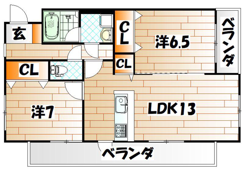 高峰第6晴和ビル(2LDK/2階)の間取り写真
