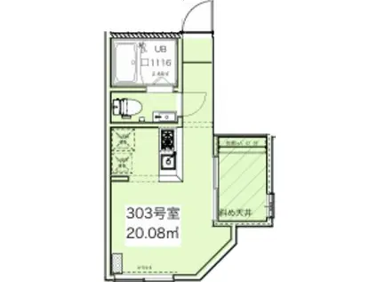モデルノ(1DK/3階)の間取り写真