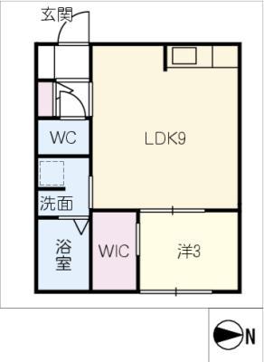 INTEGRAL北一色(1LDK/2階)の間取り写真