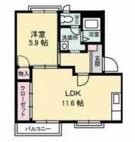 ビューモンド(1LDK/2階)の間取り写真
