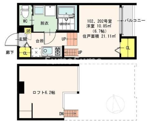 OKエステート竹島(1K/1階)の間取り写真