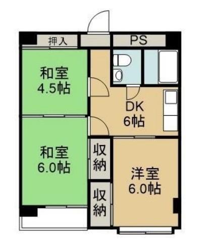 カレント中庄(3DK/4階)の間取り写真