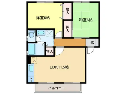 プラセール(2LDK/2階)の間取り写真