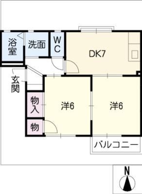 ハイビスカスC(2DK/1階)の間取り写真