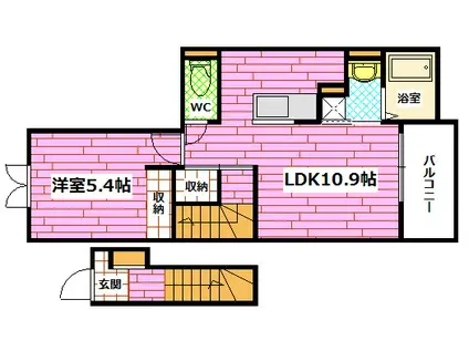 ヴィラ 池之内(1LDK/2階)の間取り写真