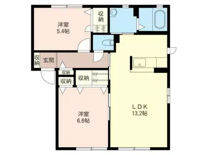 グランシード城山(2LDK/1階)の間取り写真
