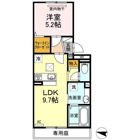 ベイ ブランシェ西阿知(1LDK/1階)の間取り写真